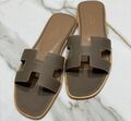 Шлепки Hermès женский кожа бежевый 89413-1