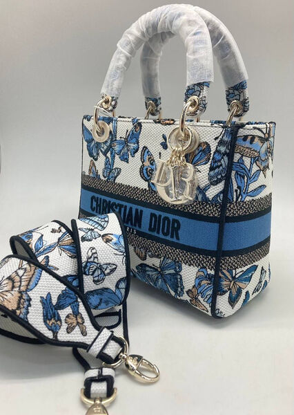 Сумка Christian Dior Lady женский текстиль синий 148881