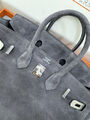 Сумка Hermès Birkin 25 женский замша графитовый 155731-4