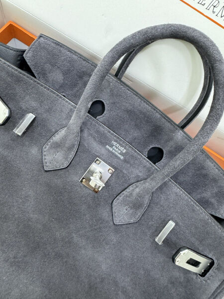 Сумка Hermès Birkin 25 женский замша графитовый 155731-4