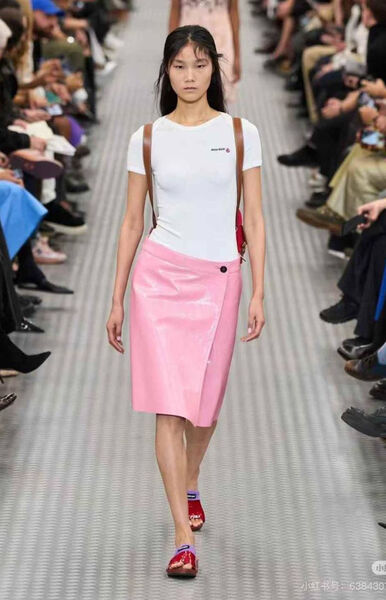 Юбка Miu Miu женский кожа розовый 173146-2