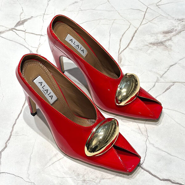Туфли Alaïa женский кожа бордовый 153576-2
