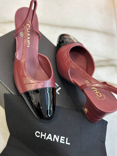 Туфли Chanel женский кожа бордовый 124624-2