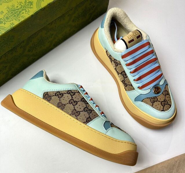 Кеды Gucci женский кожа бирюзовый 120796