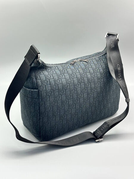 Мужская сумка мессенджер Christian Dior мужской кожа swift черный,белый 200801-3
