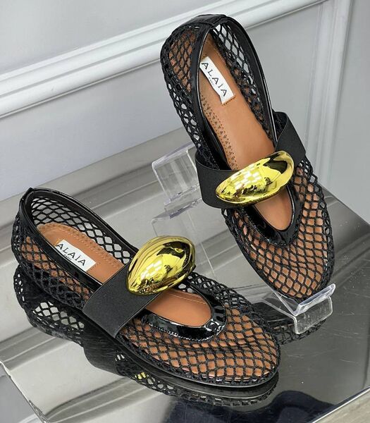 Балетки Alaïa женский кожа черный 153090