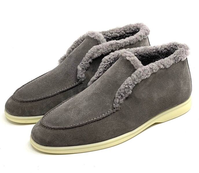 Мужские лоферы Loro Piana мужской замша графитовый 169375