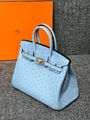 Сумка Hermès Birkin 25 Ostrich Mykonos Gold Hardware женский кожа бирюзовый 122721-2