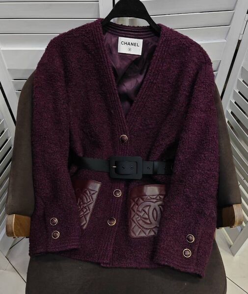 Кардиган Chanel женский вязаная ткань бордовый 171450