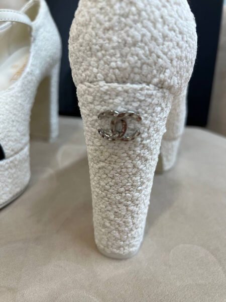 Туфли Chanel женский твид белый 192663-8