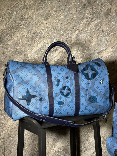 Дорожная сумка Louis Vuitton мужской кожа синий 121333-4