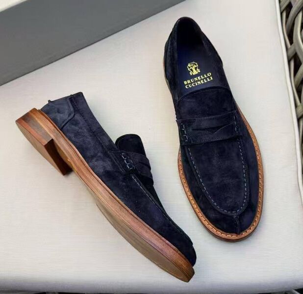 Мужские лоферы Brunello Cucinelli мужской замша синий 145436
