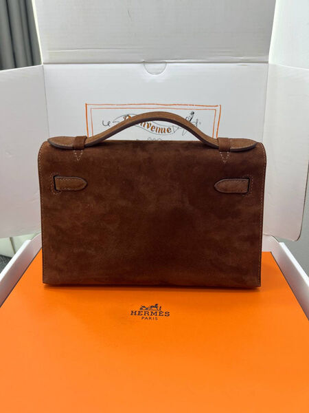 Сумка Hermèskelly Pochette женский замша бордовый 155741-5