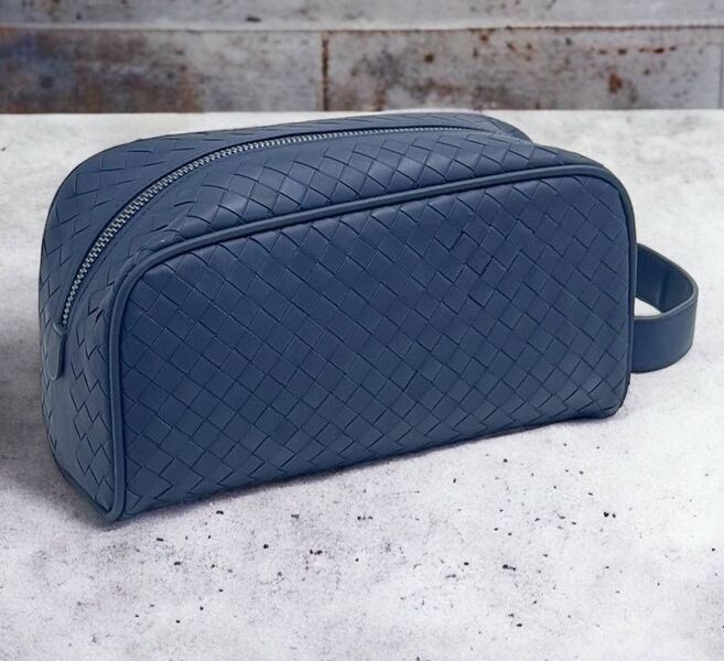 Мужской несессер косметичка Bottega Veneta мужской кожа синий 120363