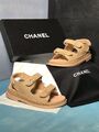 Босоножки Chanel женский кожа бежевый 3843-4