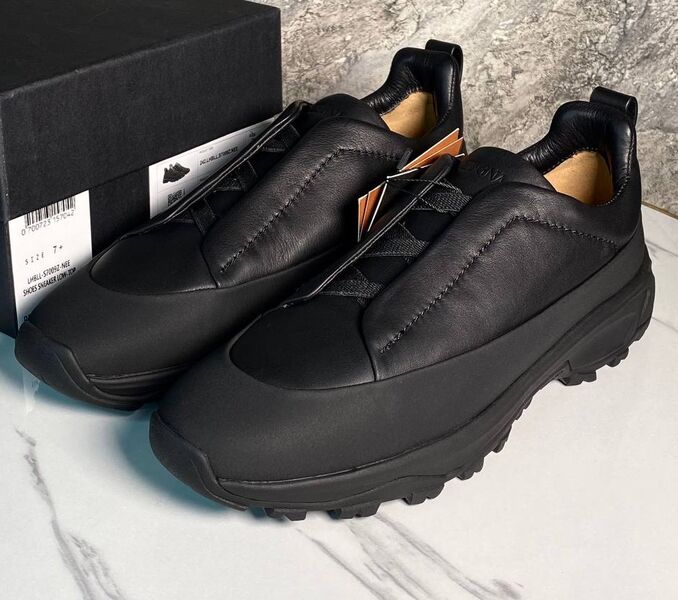 Мужские кроссовки Zegna мужской кожа черный 169130