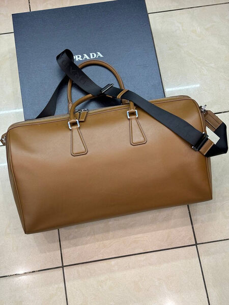 Дорожная сумка Prada мужской кожа горчичный 19283-7