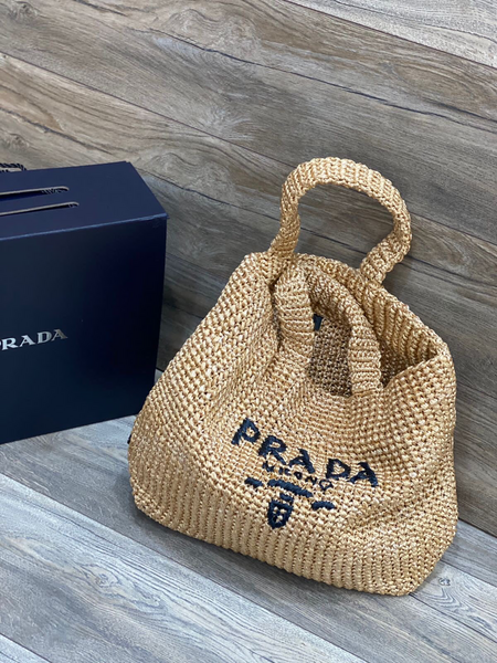 Сумка Prada женский вязаная ткань бежевый 77205-2