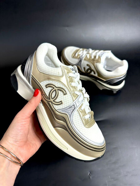 Кроссовки Chanel женский кожа бронзовый 101712-5