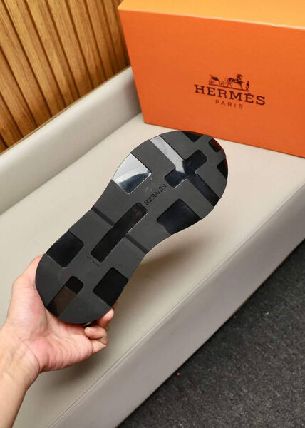 Мужские кроссовки Hermès мужской кожа черный 140286-6