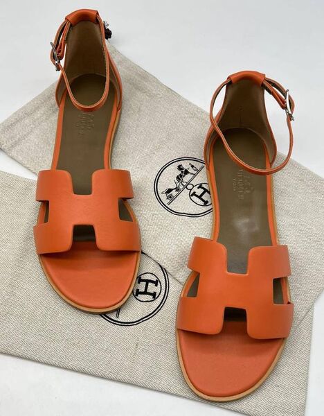 Сандалии Hermès женский кожа оранжевый 119189