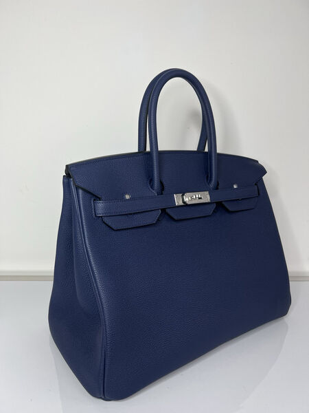 Сумка Hermès Birkin 35 ручная работа женский кожа синий 75395-2