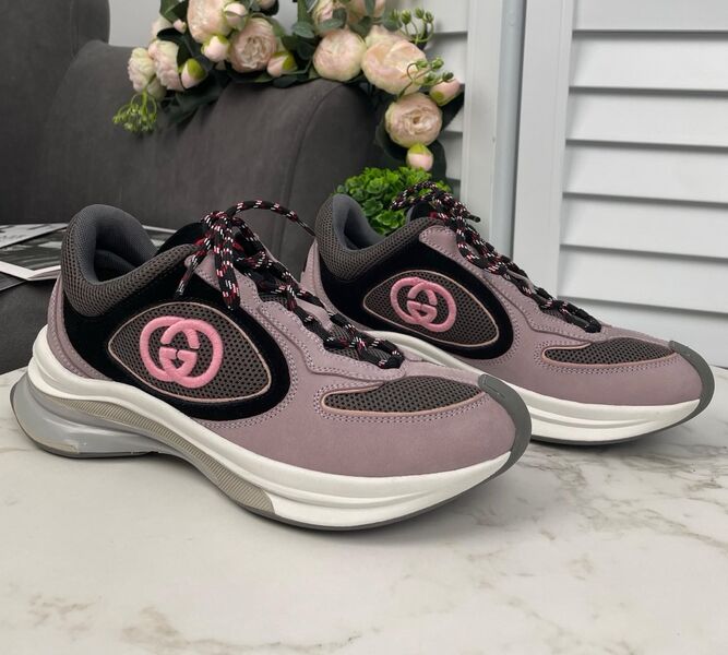 Кроссовки Gucci женский замша черный 138962