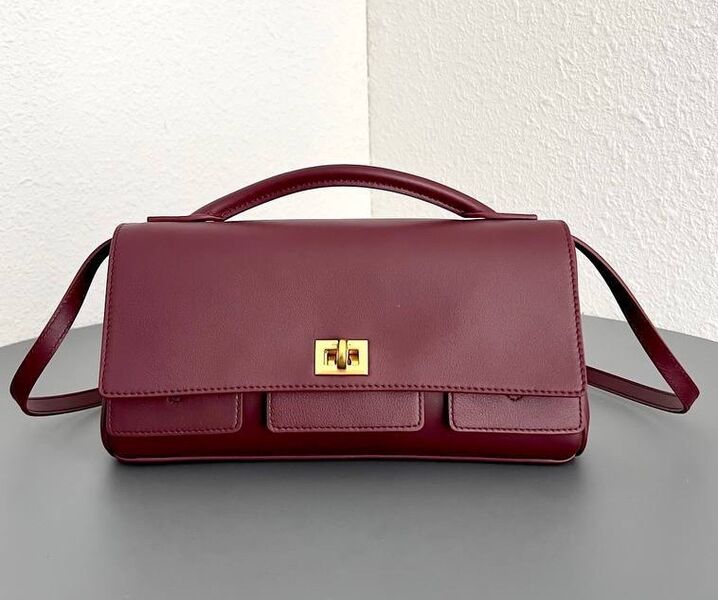 Сумка Balenciaga Bel Air женский кожа бордовый 180856