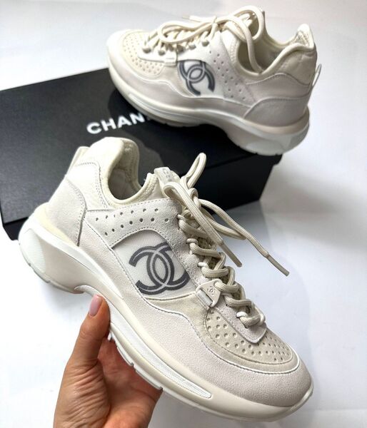 Кроссовки Chanel женский замша бежевый 123881