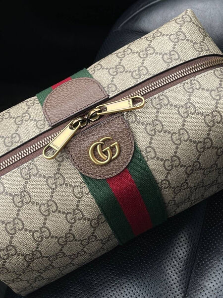 Мужской несессер косметичка Gucci мужской кожа бежевый 110050-3