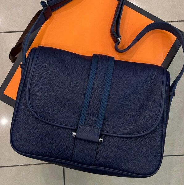 Мужская сумка мессенджер Hermès мужской кожа синий 135367