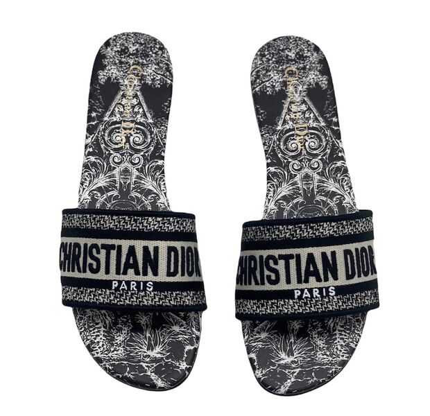 Шлепки Christian Dior женский кожа черный 88242