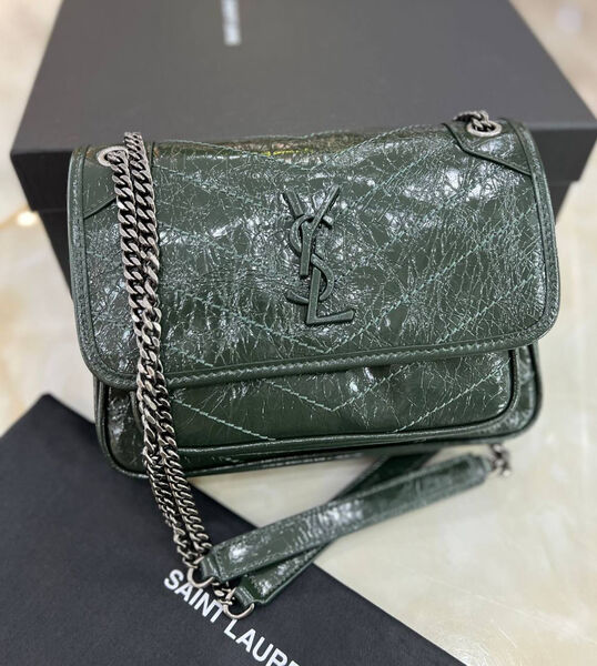 Сумка Saint Laurent Niki Medium женский кожа болотный 160388-2