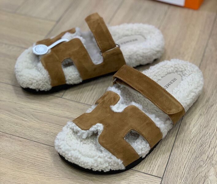 Шлепки Hermès женский замша 107173