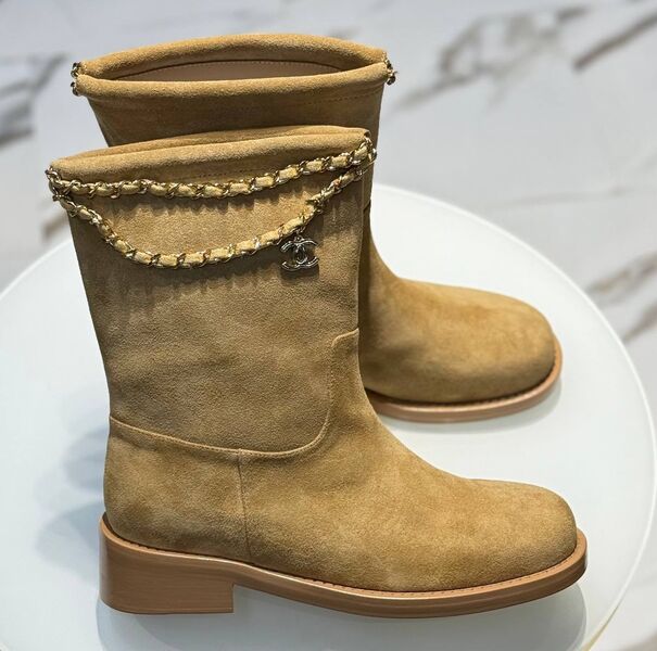 Сапоги Chanel женский замша бежевый 199989