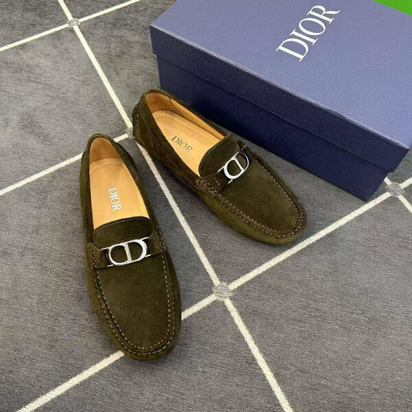 Мужские мокасины Christian Dior мужской замша болотный 190499-3