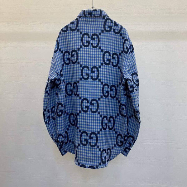 Мужская рубашка Gucci мужской синий 157155-4