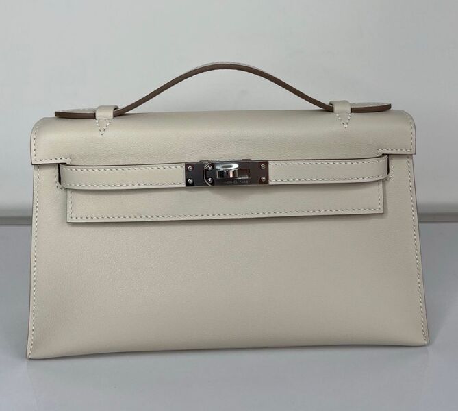 Сумка Hermèskelly 20 Pochette женский кожа белый 138055