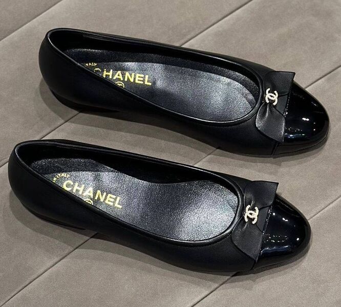 Балетки Chanel женский кожа черный 150633