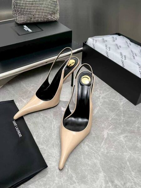 Женские туфли Saint Laurent женский кожа бежевый v9732678-1-3
