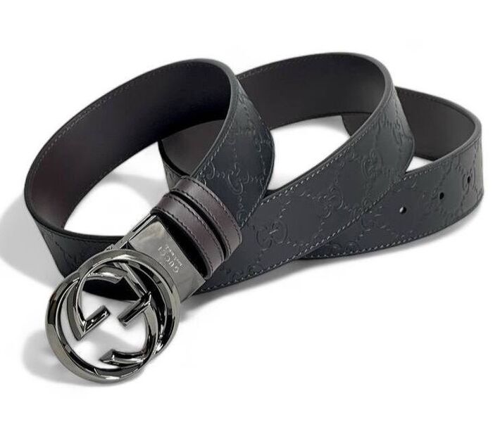 Мужской ремень двухсторонний Gucci мужской кожа черный 151639