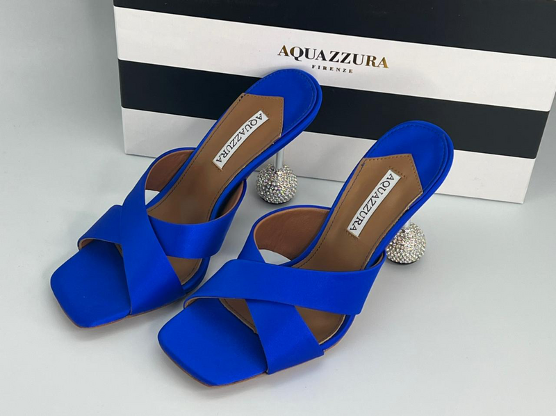 Босоножки Aquazzura женский ткань синий 11795-2