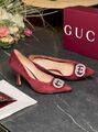 Женские туфли Gucci женский замша бордовый o3245919-1-5