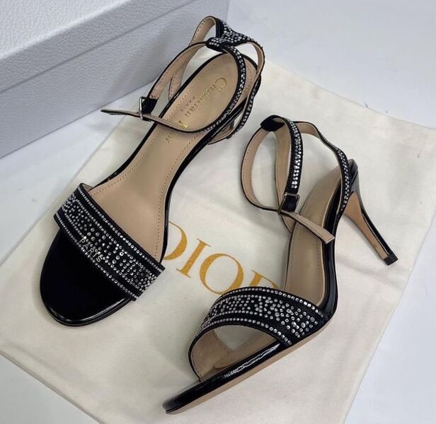 Босоножки Christian Dior женский кожа черный 97650