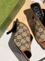 Сабо Gucci женский текстиль бежевый 65616-2