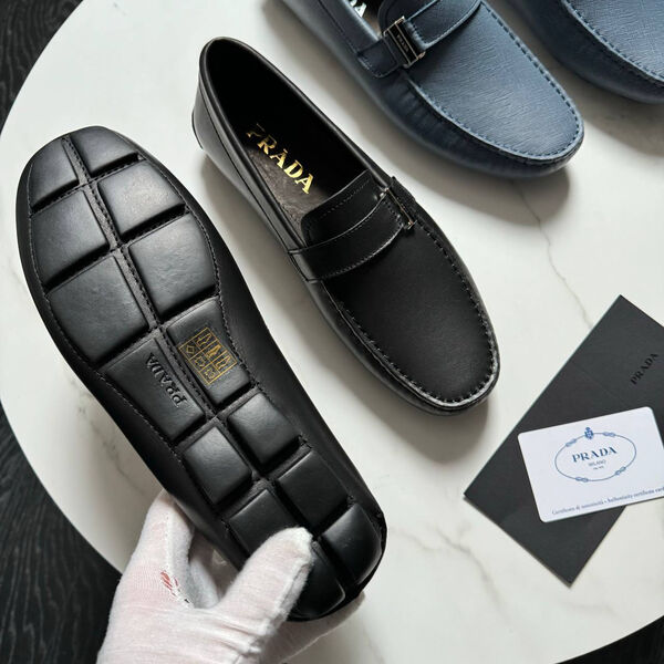 Мужские мокасины Prada мужской кожа черный 145818-2