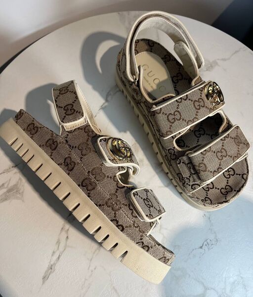 Сандалии Gucci женский текстиль графитовый 185469