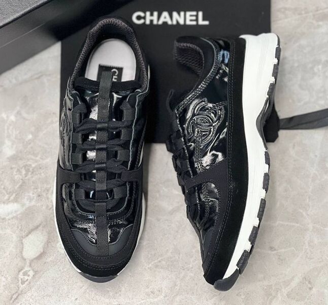 Кроссовки Chanel женский кожа черный 194809