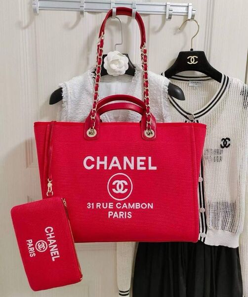Сумка Chanel Shopping женский текстиль бордовый 185176