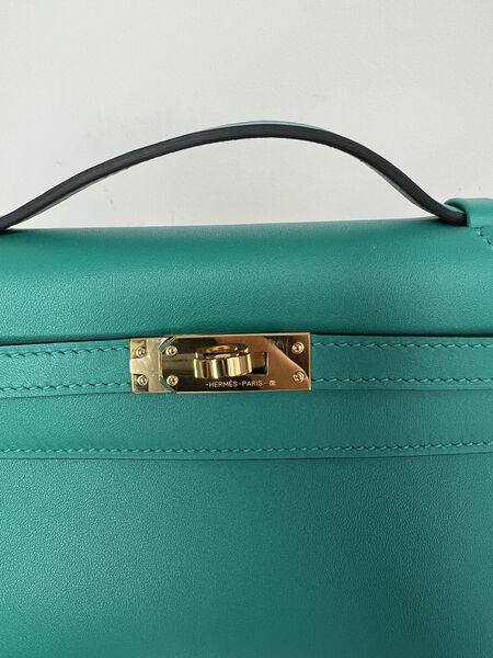Сумка Hermèskelly 20 Pochette женский кожа бирюзовый 138057-4
